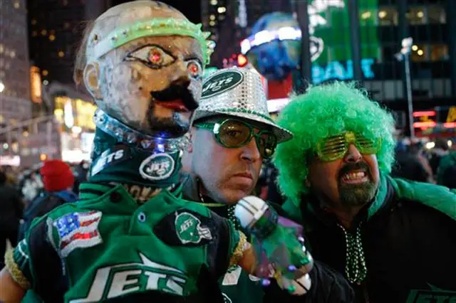 Jets fans in Times Square